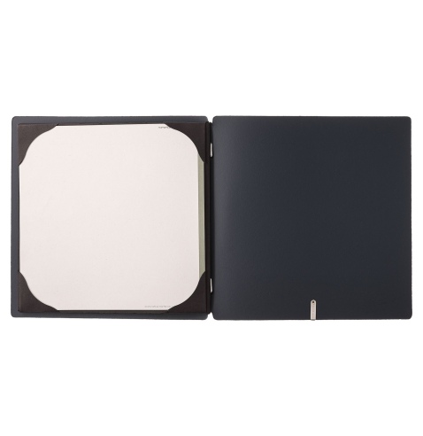 Porta Menu QUADRATO (23x23,1 cm) etichetta METAL "personalizzata" (minimo 18 pezzi) cornicetta (4 facciate) elastico nero CHEF B