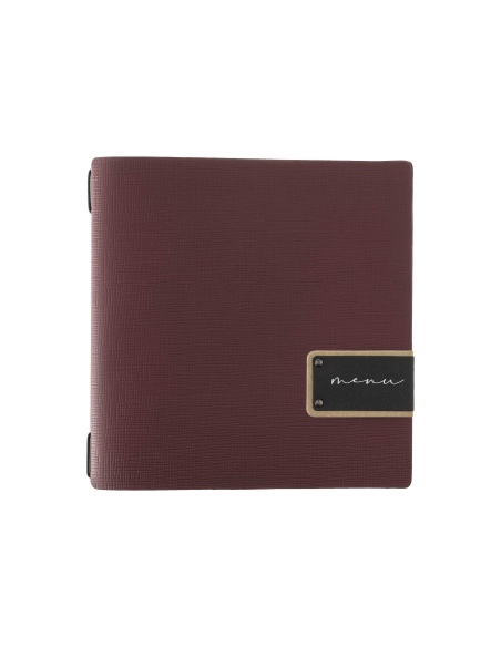 Porta Menu QUADRATO (23x23,1 cm) etichetta PATCH "personalizzata" (minimo 18 pezzi) cornicetta (4 facciate) elastico nero CHEF B