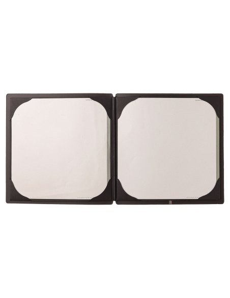Porta Menu QUADRATO (23x23,1 cm) etichetta METAL "personalizzata" (minimo 18 pezzi) cornicetta (4 facciate) elastico nero CHEF M