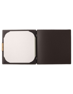 Porta Menu QUADRATO (23x23,1 cm) etichetta PATCH "menu" cornicetta (4 facciate) elastico nero CHEF MARRONE 2