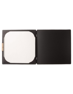 Porta Menu QUADRATO (23x23,1 cm) etichetta PATCH "personalizzata" (minimo 18 pezzi) cornicetta (4 facciate) elastico nero CHEF N 2