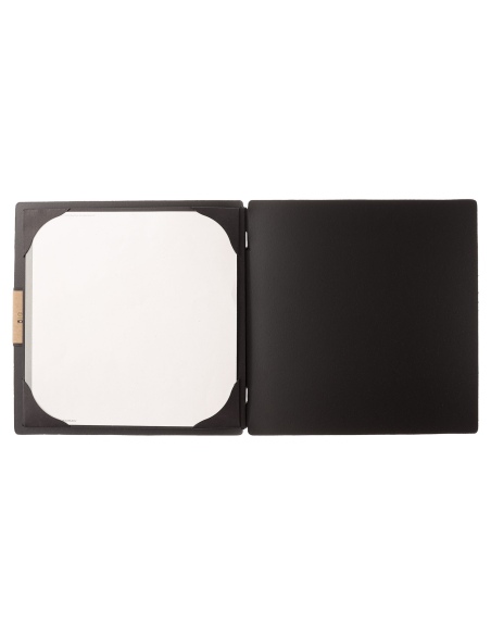 Porta Menu QUADRATO (23x23,1 cm) etichetta PATCH "personalizzata" (minimo 18 pezzi) cornicetta (4 facciate) elastico nero CHEF N