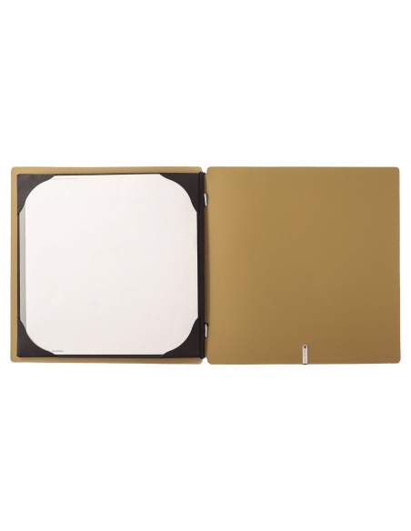 Porta Menu QUADRATO (23x23,1 cm) etichetta METAL "menu" cornicetta (4 facciate) elastico nero CHEF OCRA