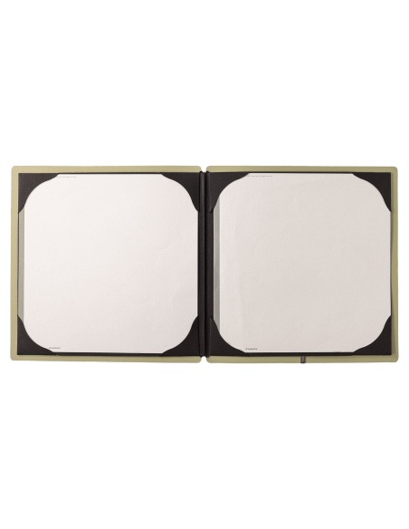 Porta Menu QUADRATO (23x23,1 cm) etichetta METAL "personalizzata" (minimo 18 pezzi) cornicetta (4 facciate) elastico nero CHEF S