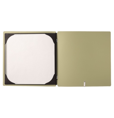 Porta Menu QUADRATO (23x23,1 cm) etichetta METAL "personalizzata" (minimo 18 pezzi) cornicetta (4 facciate) elastico nero CHEF S