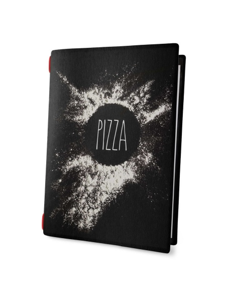 Porta Menu CUSTOM A4 (23,2x31,8 cm) "NAPOLI" solo elastico rosso ECO NERO sp. 0.6