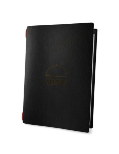 Porta Menu CUSTOM A4 (23,2x31,8 cm) "CLOCHE menu" elastico nero solo ECO NERO sp. 0.6