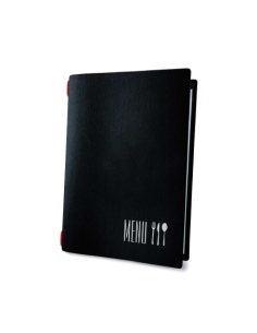 Porta Menu CUSTOM A5 (16,5x23,1 cm) "CODE" solo elastico rosso ECO NERO sp. 0.6