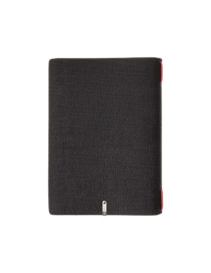 Porta Menu A5 (16,5x23,1 cm) etichetta METAL "menu" cornicetta (4 facciate) elastico rosso JUTA NERO 2