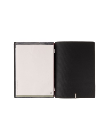 Porta Menu A5 (16,5x23,1 cm) etichetta METAL "menu" cornicetta (4 facciate) elastico rosso JUTA NERO