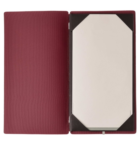 Porta Menu A4 SLIM (17,4x31,8 cm) senza etichetta cornicetta (4 facciate) elastico rosso JUTA BORDEAUX