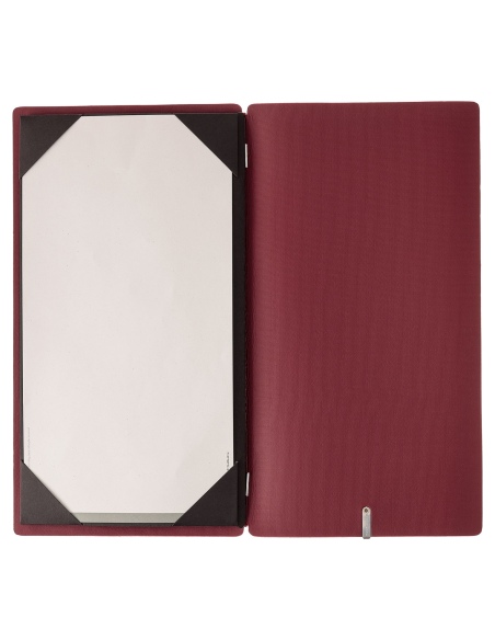 Porta Menu A4 SLIM (17,4x31,8 cm) senza etichetta cornicetta (4 facciate) elastico rosso JUTA BORDEAUX