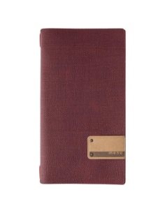 Porta Menu A4 SLIM (17,4x31,8 cm) etichetta PATCH "personalizzata" (minimo 18 pezzi) cornicetta (4 facciate) elastico rosso JUTA