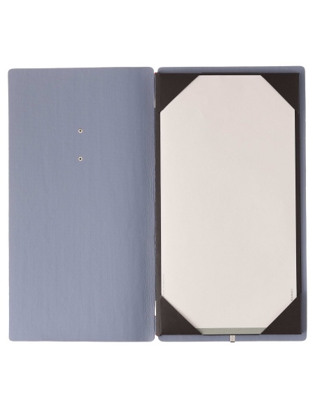 Porta Menu A4 SLIM (17,4x31,8 cm) etichetta METAL "personalizzata" (minimo 18 pezzi) cornicetta (4 facciate) elastico rosso JUTA