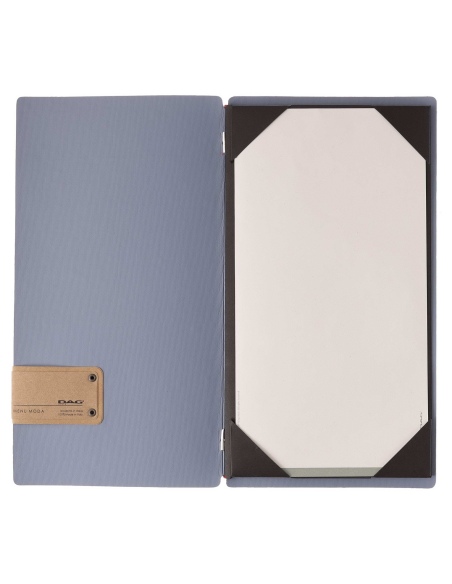 Porta Menu A4 SLIM (17,4x31,8 cm) etichetta PATCH "personalizzata" (minimo 18 pezzi) cornicetta (4 facciate) elastico rosso JUTA