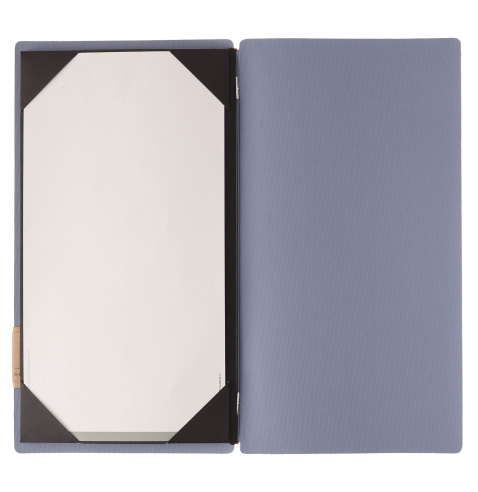 Porta Menu A4 SLIM (17,4x31,8 cm) etichetta PATCH "menu" cornicetta (4 facciate) elastico rosso JUTA AVIO