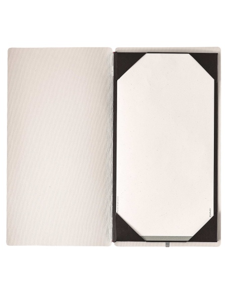 Porta Menu A4 SLIM (17,4x31,8 cm) senza etichetta cornicetta (4 facciate) elastico rosso JUTA AVORIO