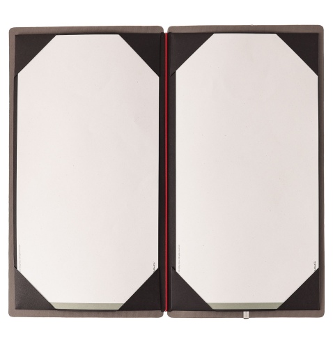Porta Menu A4 SLIM (17,4x31,8 cm) senza etichetta cornicetta (4 facciate) elastico rosso JUTA GRIGIO