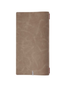 Porta Menu A4 SLIM (17,4x31,8 cm) etichetta METAL "menu" cornicetta (4 facciate) elastico rosso JUTA CAMMELLO 2