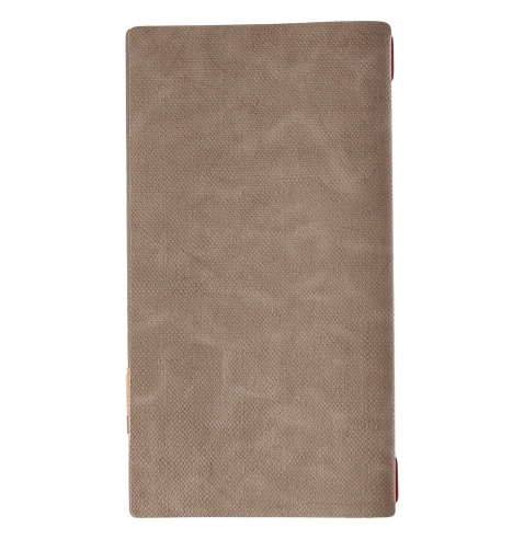 Porta Menu A4 SLIM (17,4x31,8 cm) etichetta PATCH "personalizzata" (minimo 18 pezzi) cornicetta (4 facciate) elastico rosso JUTA
