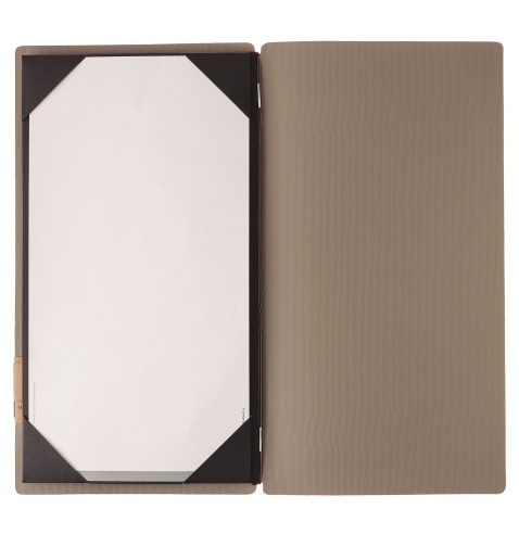 Porta Menu A4 SLIM (17,4x31,8 cm) etichetta PATCH "personalizzata" (minimo 18 pezzi) cornicetta (4 facciate) elastico rosso JUTA