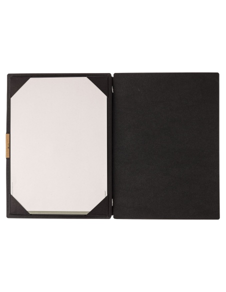 Porta Menu A4 (23,2x31,8 cm) etichetta PATCH "menu" cornicetta (4 facciate) elastico nero ECOMENU NERO sp. 0.6