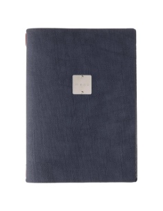 Porta Menu A4 (23,2x31,8 cm) etichetta METAL "menu" cornicetta (4 facciate) elastico rosso JUTA BLU