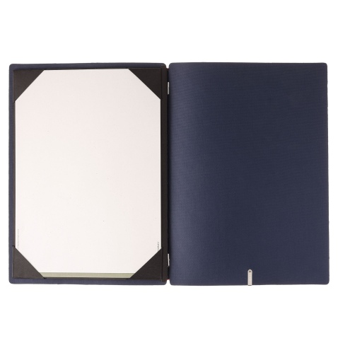 Porta Menu A4 (23,2x31,8 cm) senza etichetta cornicetta (4 facciate) elastico rosso JUTA BLU