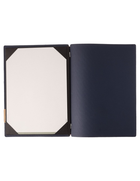 Porta Menu A4 (23,2x31,8 cm) etichetta PATCH "menu" cornicetta (4 facciate) elastico rosso JUTA BLU