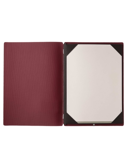 Porta Menu A4 (23,2x31,8 cm) senza etichetta cornicetta (4 facciate) elastico rosso JUTA BORDEAUX