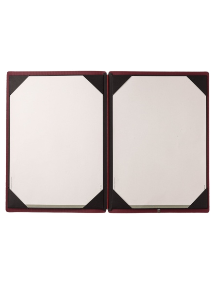 Porta Menu A4 (23,2x31,8 cm) senza etichetta cornicetta (4 facciate) elastico rosso JUTA BORDEAUX