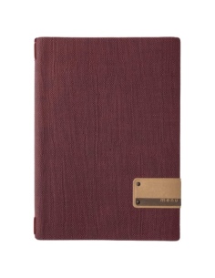 Porta Menu A4 (23,2x31,8 cm) etichetta PATCH "menu" cornicetta (4 facciate) elastico rosso JUTA BORDEAUX