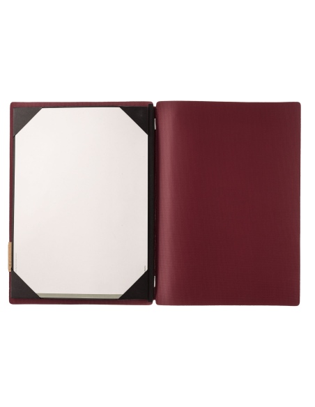 Porta Menu A4 (23,2x31,8 cm) etichetta PATCH "menu" cornicetta (4 facciate) elastico rosso JUTA BORDEAUX