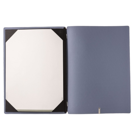 Porta Menu A4 (23,2x31,8 cm) etichetta METAL "menu" cornicetta (4 facciate) elastico rosso JUTA AVIO