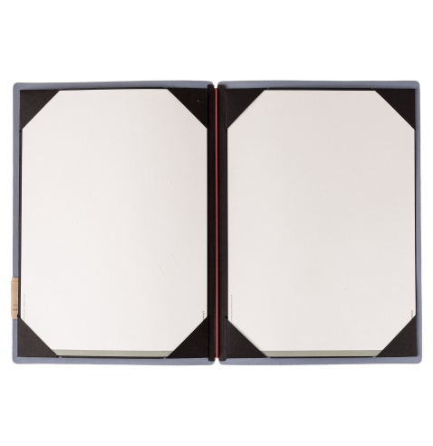 Porta Menu A4 (23,2x31,8 cm) etichetta PATCH "menu" cornicetta (4 facciate) elastico rosso JUTA AVIO