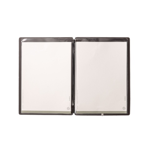 Porta Menu A5 (16,5x23,1 cm) senza etichetta 2 buste (4 facciate) elastico nero CHEF MARRONE