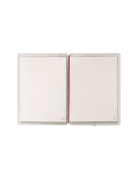 Porta Menu A5 (16,5x23,1 cm) senza etichetta 2 buste (4 facciate) elastico rosso JUTA AVORIO
