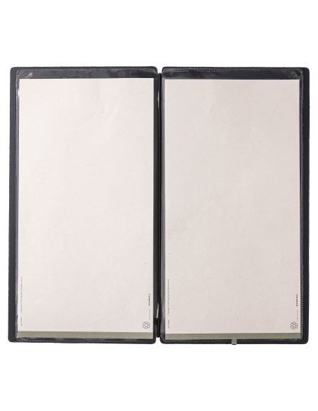 Porta Menu A4 SLIM (17,4x31,8 cm) senza etichetta 2 buste (4 facciate) elastico nero CHEF BLU