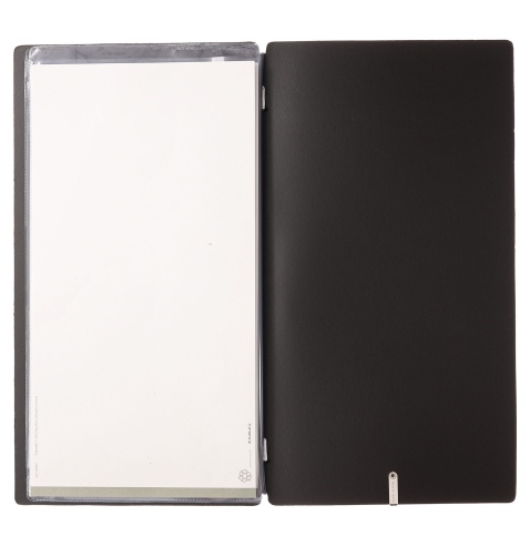 Porta Menu A4 SLIM (17,4x31,8 cm) senza etichetta 2 buste (4 facciate) elastico nero CHEF NERO