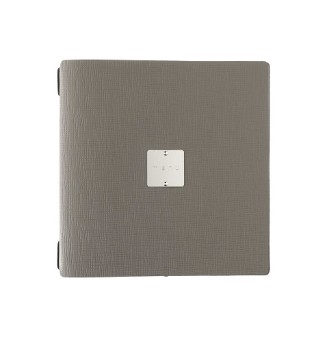 Porta Menu QUADRATO (23x23,1 cm) etichetta METAL "menu" cornicetta (4 facciate) elastico nero CHEF TORTORA