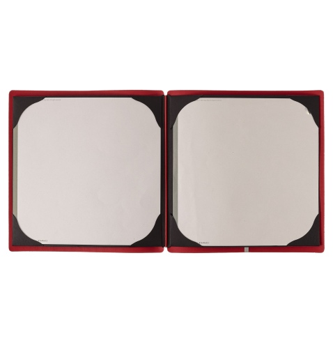 Porta Menu QUADRATO (23x23,1 cm) senza etichetta cornicetta (4 facciate) elastico rosso JUTA BICOLOR