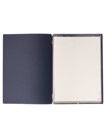 Porta Menu A4 (23,2x31,8 cm) stampa bassorilievo 2 buste (4 facciate) elastico rosso JUTA BLU