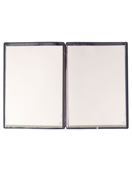Porta Menu A4 (23,2x31,8 cm) stampa bassorilievo 2 buste (4 facciate) elastico rosso JUTA BLU