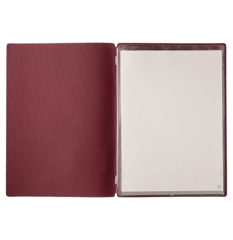 Porta Menu A4 (23,2x31,8 cm) stampa bassorilievo 2 buste (4 facciate) elastico rosso JUTA BORDEAUX