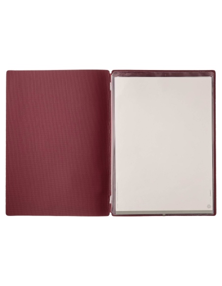 Porta Menu A4 (23,2x31,8 cm) stampa bassorilievo 2 buste (4 facciate) elastico rosso JUTA BORDEAUX
