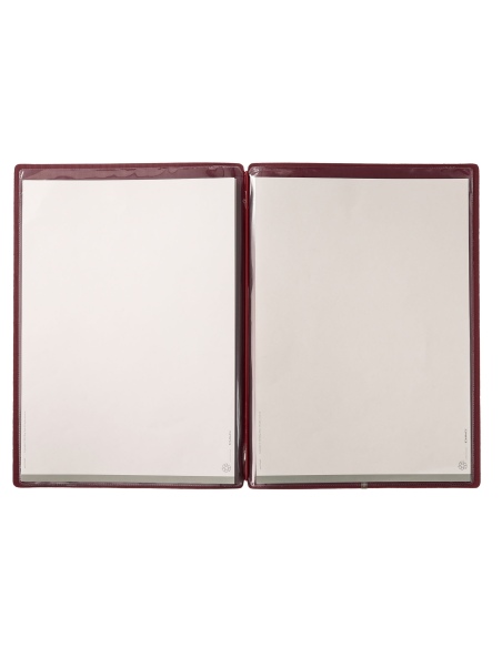 Porta Menu A4 (23,2x31,8 cm) stampa bassorilievo 2 buste (4 facciate) elastico rosso JUTA BORDEAUX