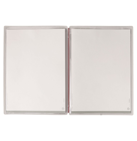 Porta Menu A4 (23,2x31,8 cm) stampa bassorilievo 2 buste (4 facciate) elastico rosso JUTA AVORIO
