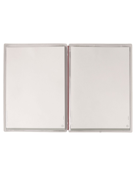 Porta Menu A4 (23,2x31,8 cm) stampa bassorilievo 2 buste (4 facciate) elastico rosso JUTA AVORIO