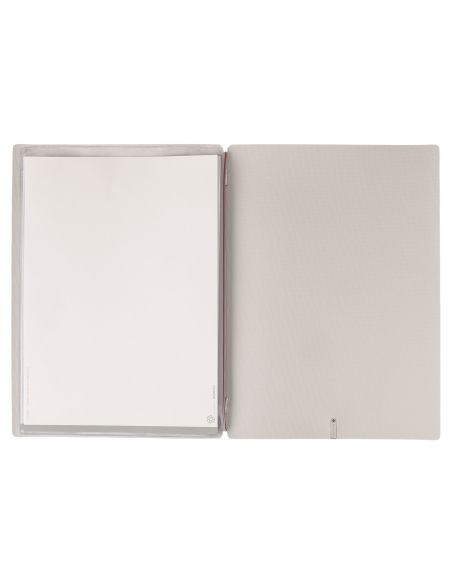 Porta Menu A4 (23,2x31,8 cm) stampa bassorilievo 2 buste (4 facciate) elastico rosso JUTA AVORIO