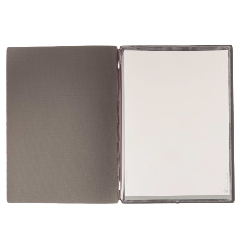 Porta Menu A4 (23,2x31,8 cm) stampa bassorilievo 2 buste (4 facciate) elastico rosso JUTA GRIGIO